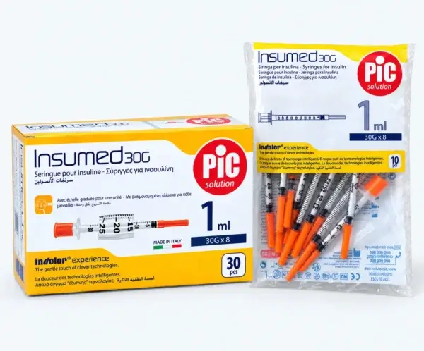 1 insumed 30G x 8 product bundle image Syringe PIC Insumed 1ml G30x8mm